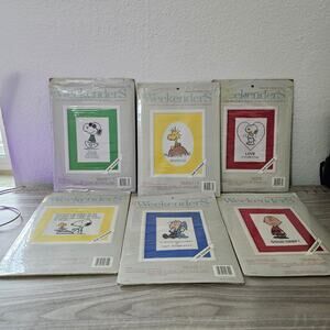 Vintage Weekender Counted Cross Stitch Kit Lot of 6 Peanuts Characters Complete?